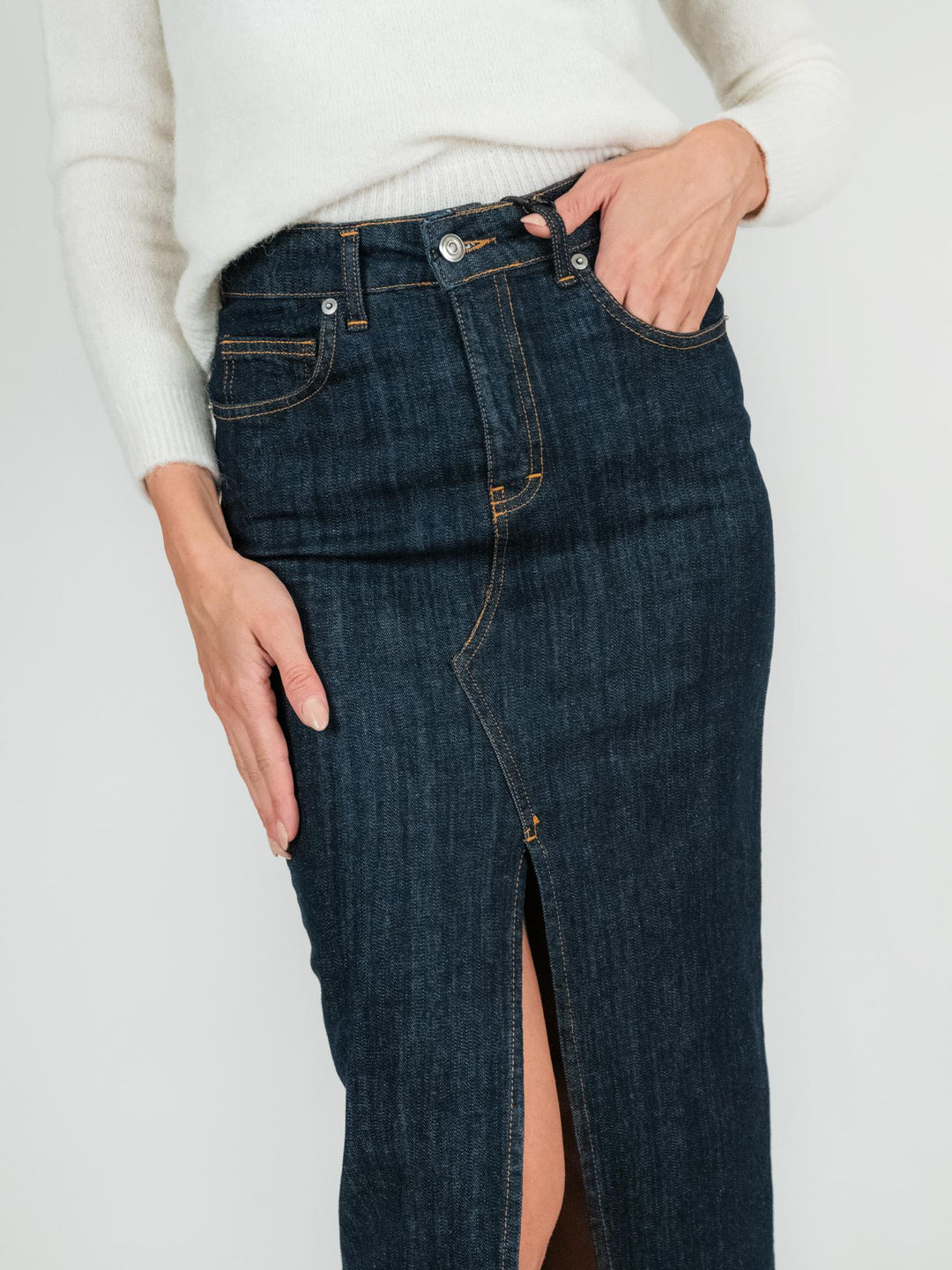 GONNA LUNGA IN DENIM SCURO
