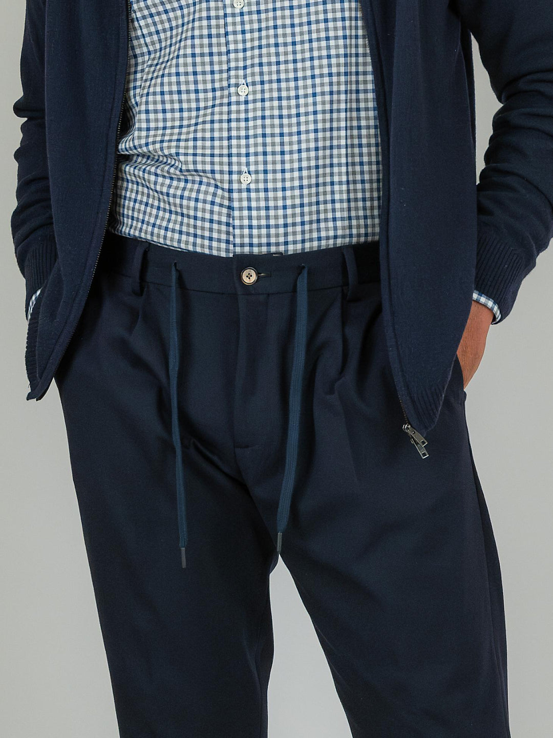 PANTALONE IN JERSEY BLU CON COULISSE F2W4CT00P001M 174 ANDREA MORANDO 