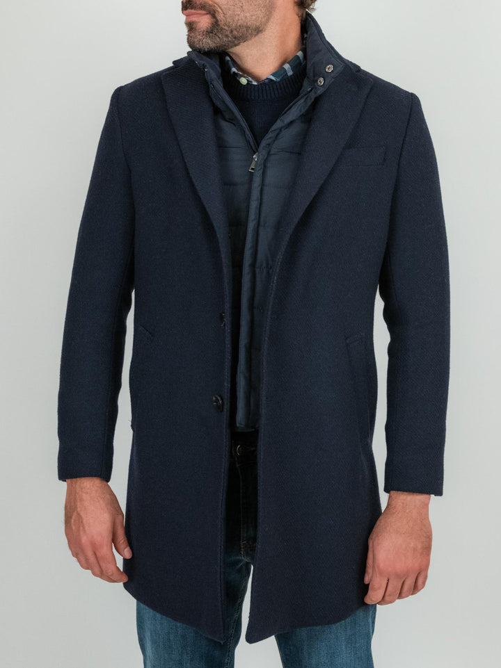 Cappotto monopetto blu con pettorina STAN 25 ANDREA MORANDO 