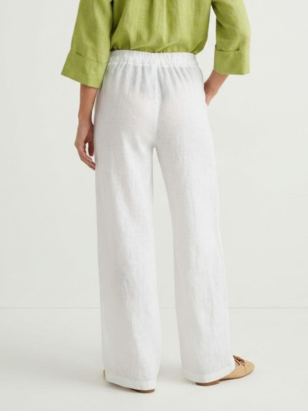Pantalone wide leg in lino bianco 6PT0527 BIANCO ANDREA MORANDO 