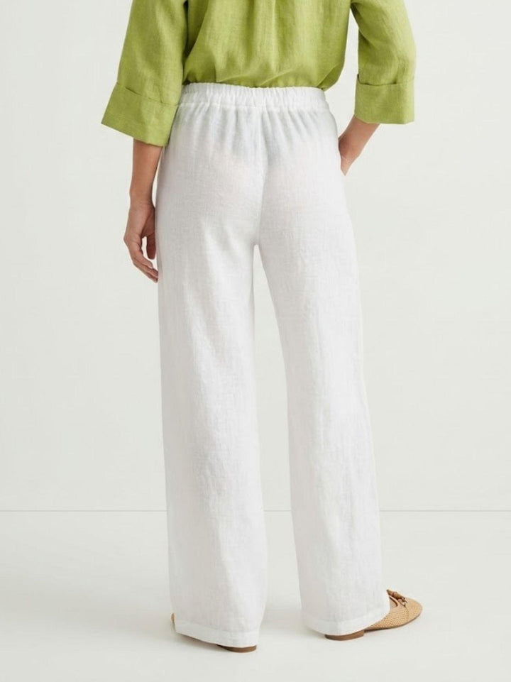 Pantalone wide leg in lino bianco 6PT0527 BIANCO ANDREA MORANDO 