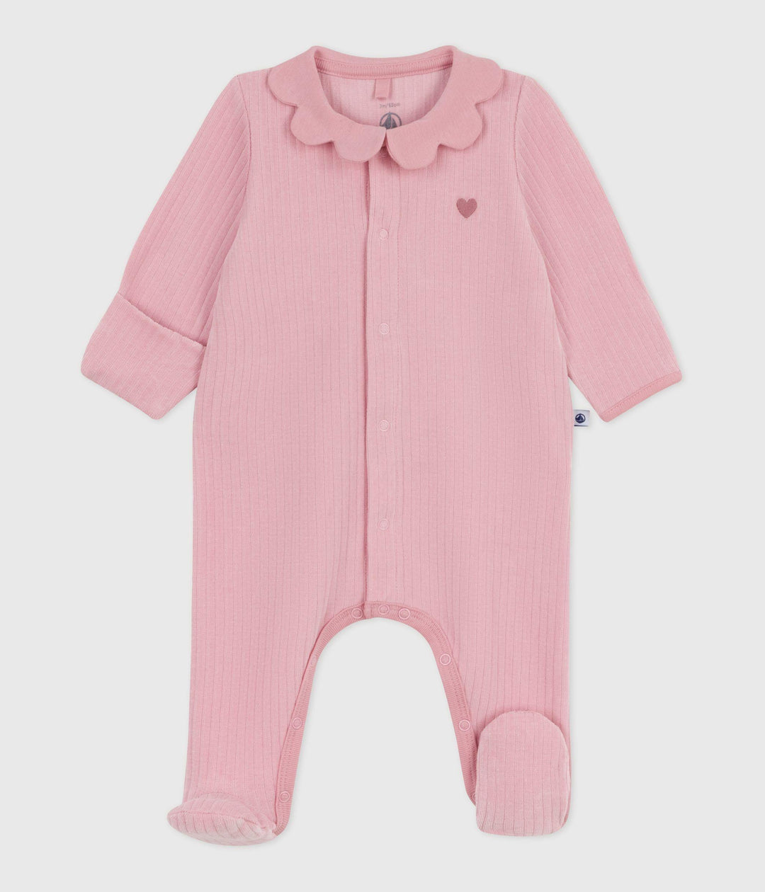 Pigiama con colletto in ciniglia tinta unita neonato A0DQR 01 PETIT BATEAU 