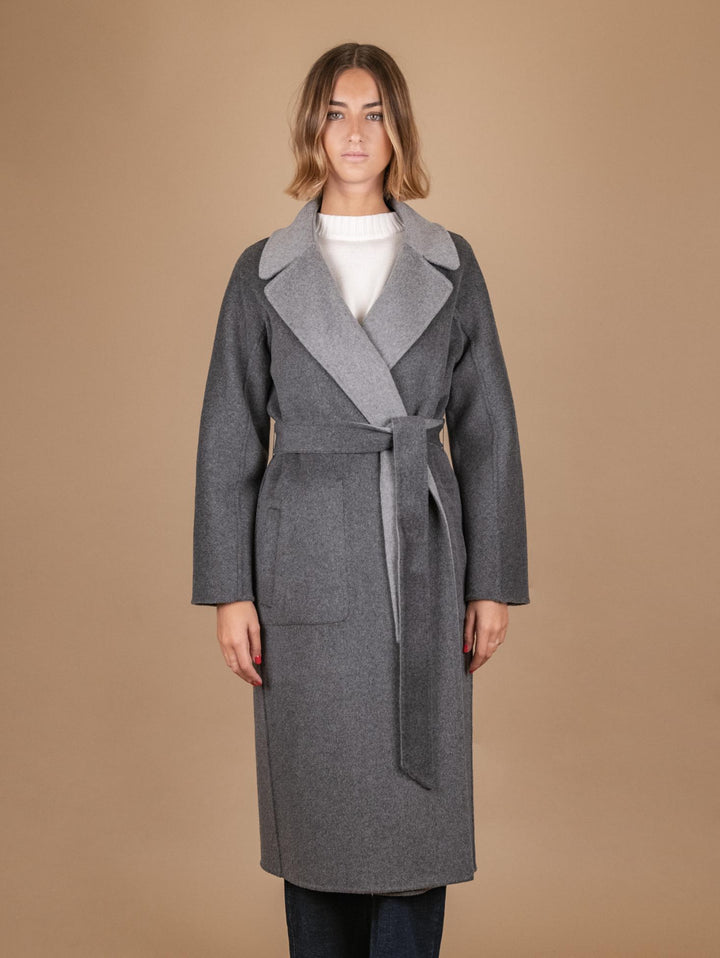 CAPPOTTO REVERSIBILE IN MISTO LANA ANTRACITE E GRIGIO PERLA 862D GRIGIO ANDREA MORANDO 