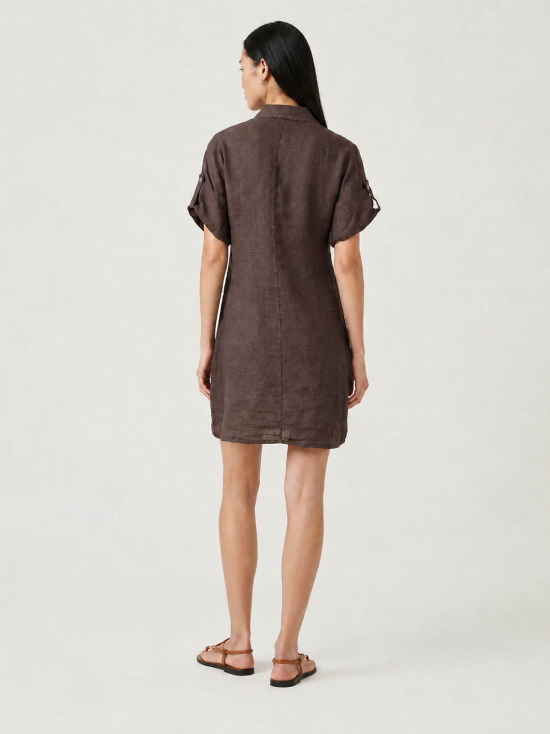 Abito camicia in lino testa di moro 6AB0527 609 ANDREA MORANDO 
