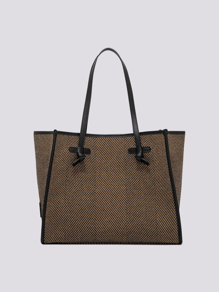 Shopping Marcella in tessuto spiga nero marrone BS 6850/23AI SPIGA 10313 GIANNI CHIARINI 