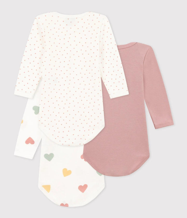CONFEZIONE DA 3 BODY IN COTONE A CUORI A08N6 00 PETIT BATEAU 