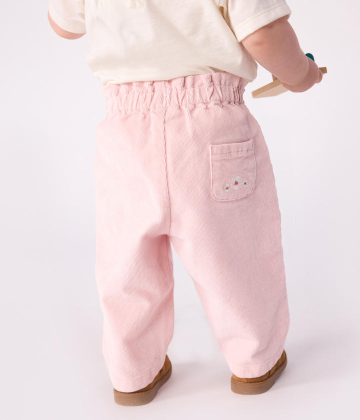 Pantaloni neonato in velluto rosa A0DVJ 02 PETIT BATEAU 