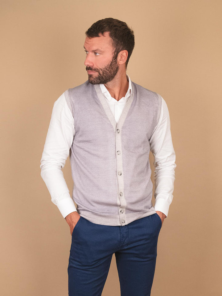 GILET SMANICATO GRIGIO IN LANA MERINO 0003 16 FIESOLI DANIELE 