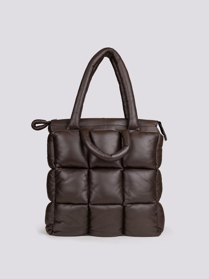 BORSA FODERATA IN PELLE MATELASSÉ MARRONE MRLN 06 JACK LEATHER 