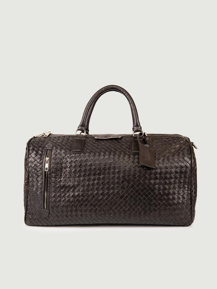BORSONE IN PELLE INTRECCIATA DARK BROWN TOURIST 06 JACK LEATHER 