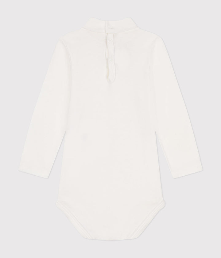 Body bianco a manica lunga e collo alto in cotone A0BQF 04 PETIT BATEAU 