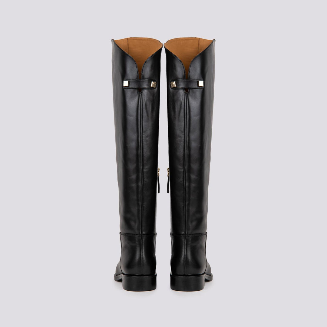 STIVALE ALTO CON GAMBALE ASIMMETRICO IN PELLE NERA B5333/CAV NERO ANDREA MORANDO 
