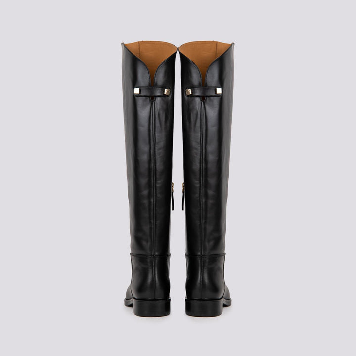 STIVALE ALTO CON GAMBALE ASIMMETRICO IN PELLE NERA B5333/CAV NERO ANDREA MORANDO 