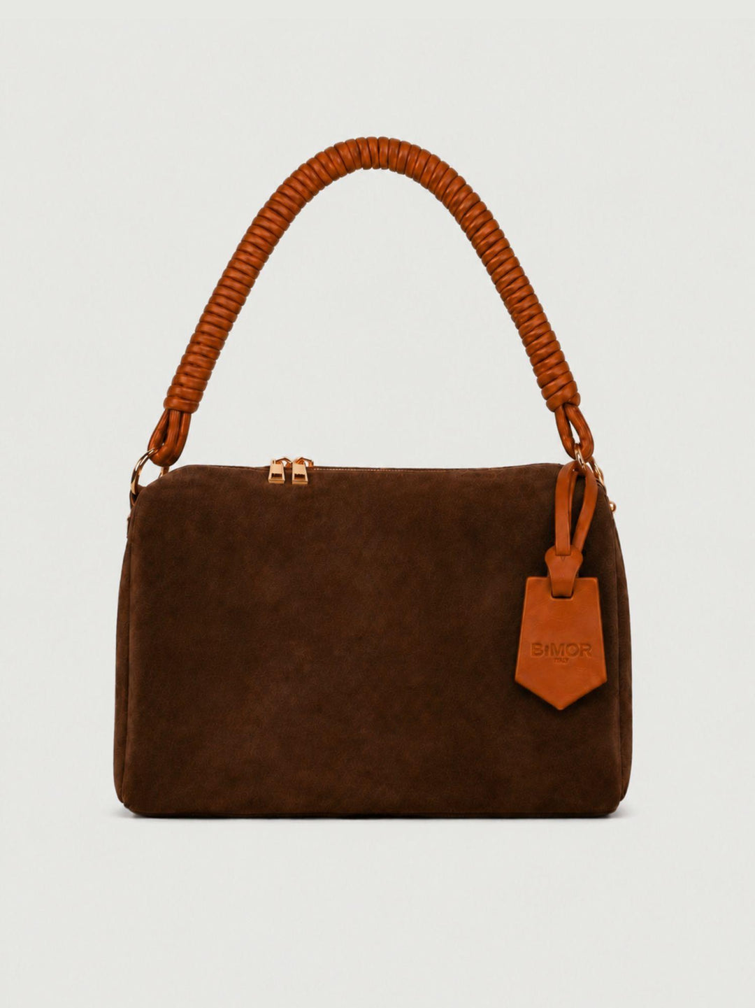 Borsa a spalla Cube in pelle scamosciata marrone CUBE MARRONE BIMOR 