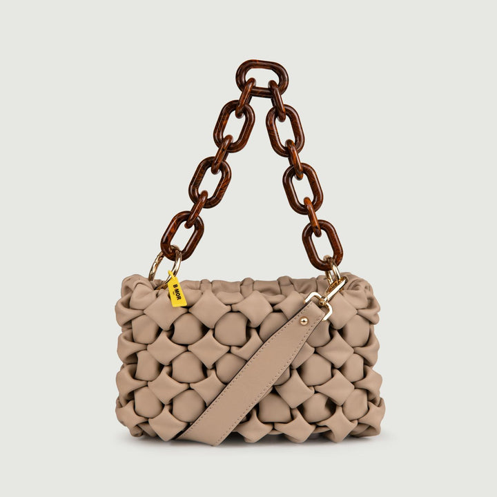 BORSA IN PELLE INTRECCIATA BEIGE "CURLY" CURLYNEW CAPPUCCINO BIMOR 