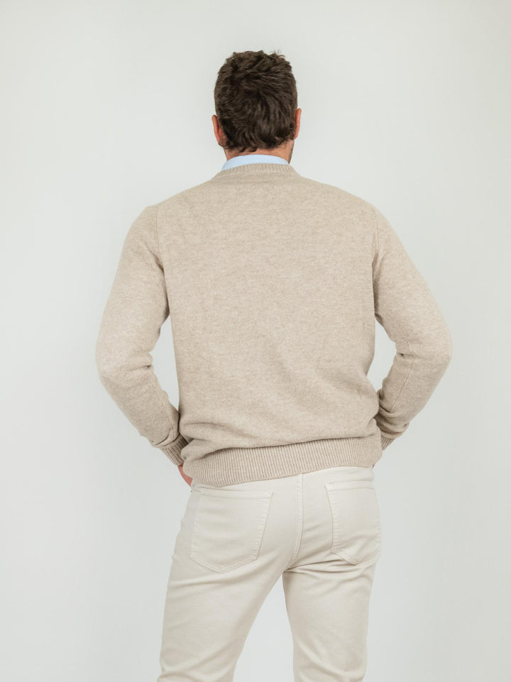 MAGLIONE GIROCOLLO BEIGE MISTO CASHMERE 1211224 646 ANDREA MORANDO 