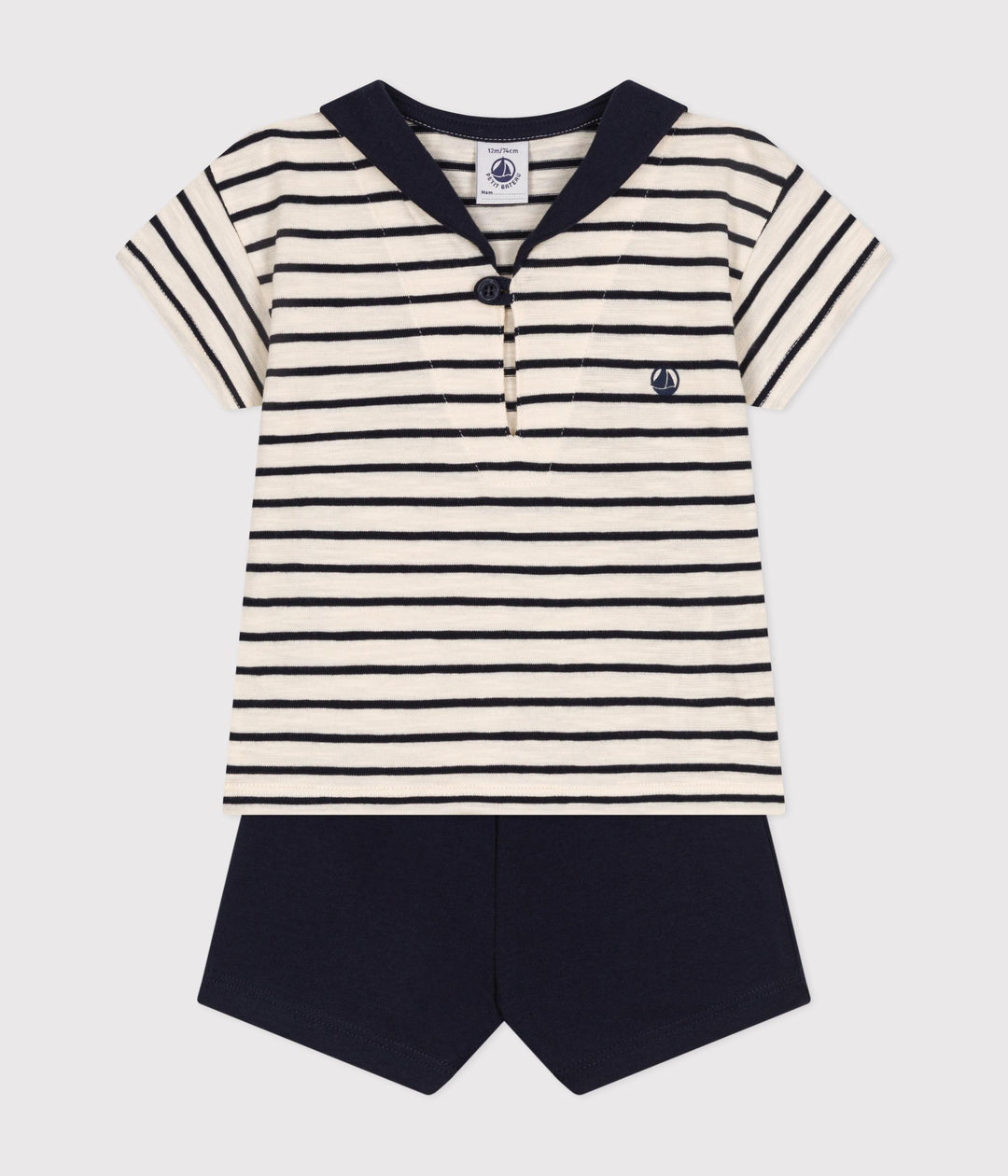 SET BEBÈ T-SHIRT E PANTALONCINI IN JERSEY BLU A09X0 01 PETIT BATEAU 