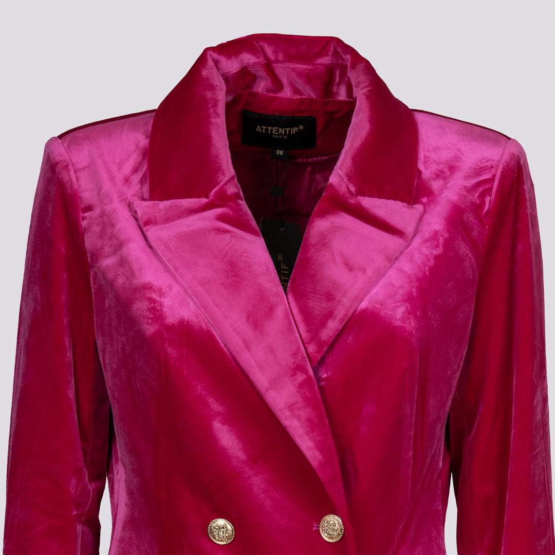 Cappottino doppiopetto in velluto fucsia V2020 FUCSIA ANDREA MORANDO 