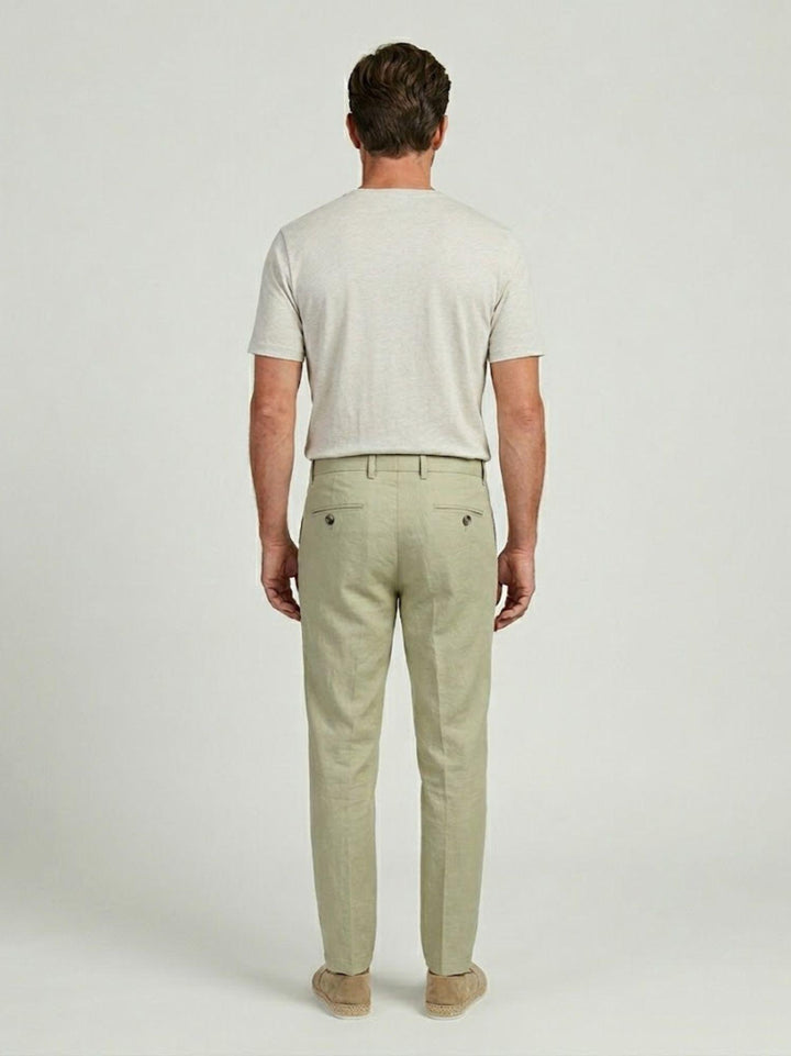 Pantalone chino in lino e cotone salvia P-TONY 15 ANDREA MORANDO 