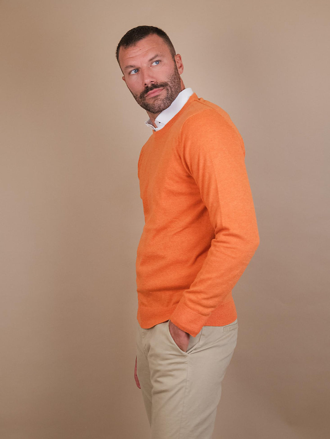 GIROCOLLO IN LANA MISTO CASHMERE ARANCIONE 8150223 430 ANDREA MORANDO 