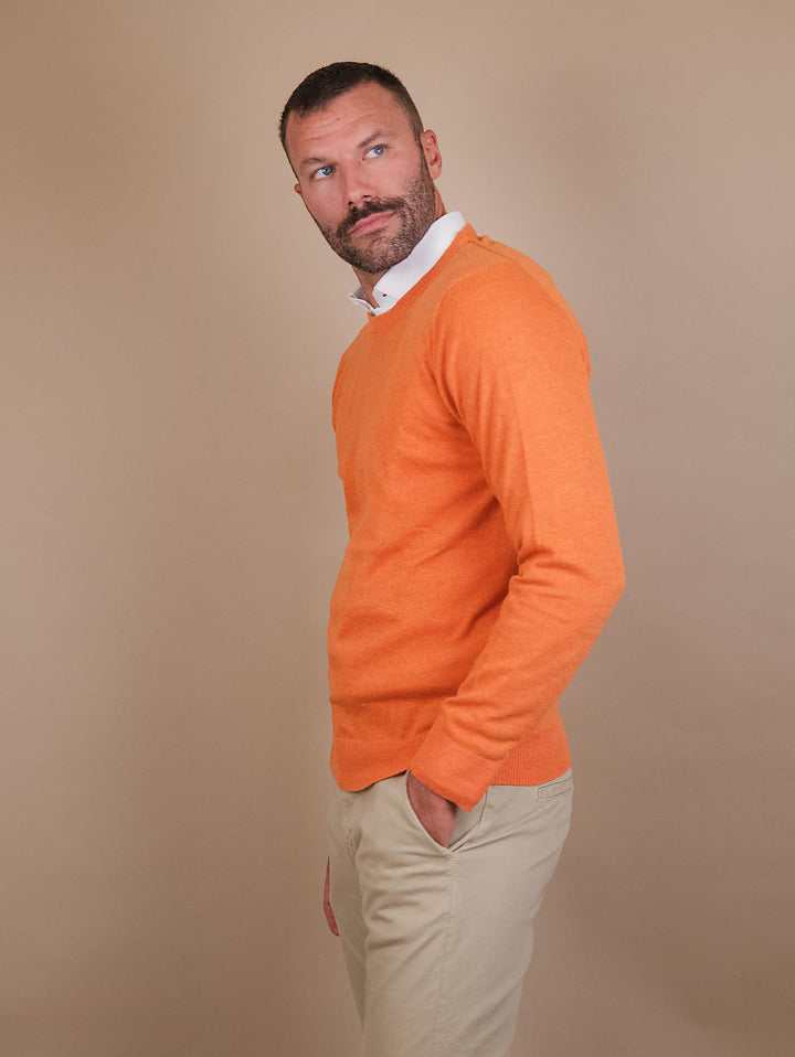 GIROCOLLO IN LANA MISTO CASHMERE ARANCIONE 8150223 430 ANDREA MORANDO 