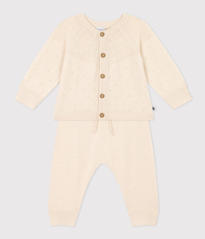 COMPLETO PER BEBÈ IN TRICOT DI LANA E COTONE A082Z 01 PETIT BATEAU 