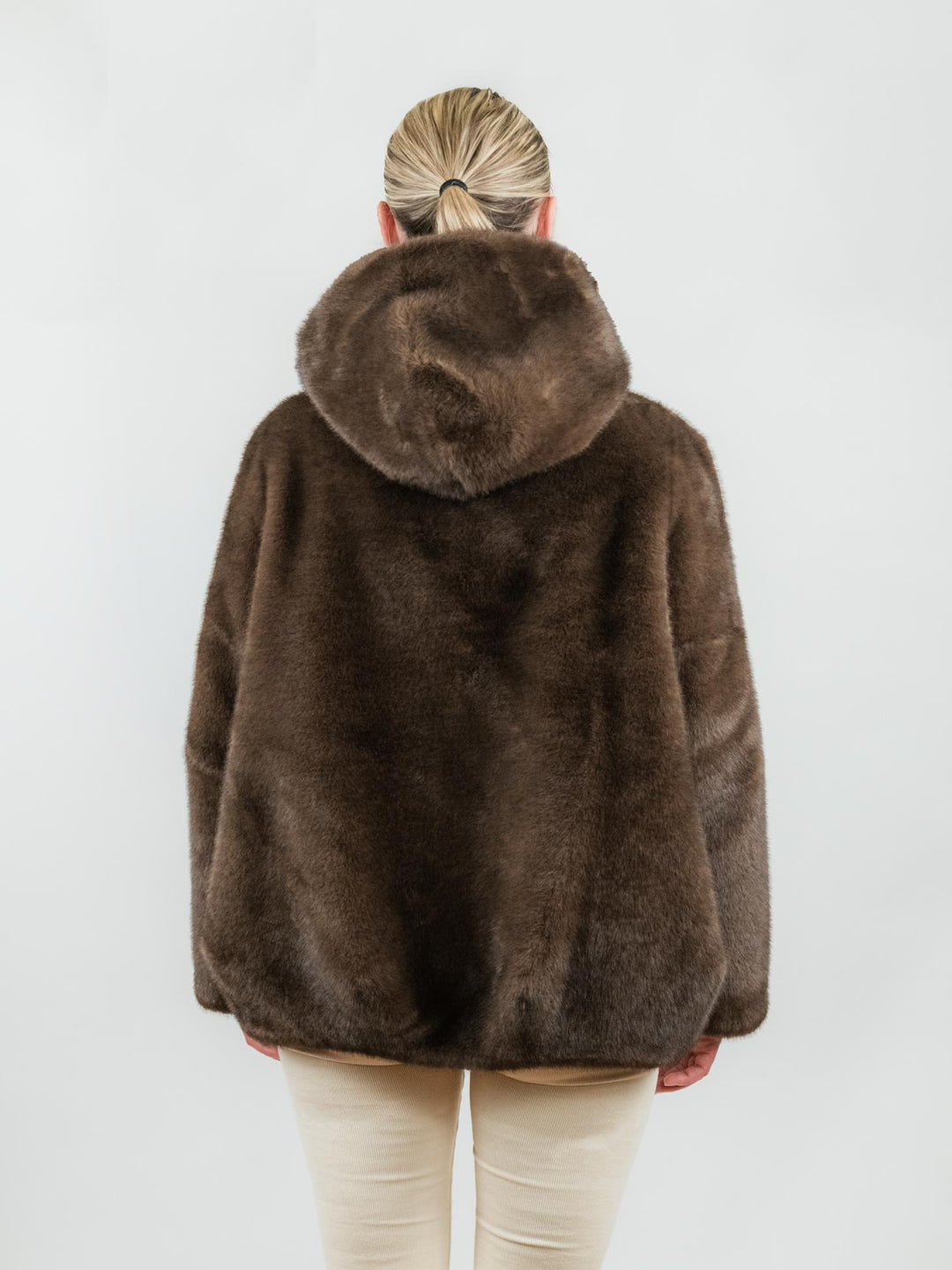 ECOPELLICCIA CON CAPPUCCIO MARRONE 18/007 MORO ANDREA MORANDO 