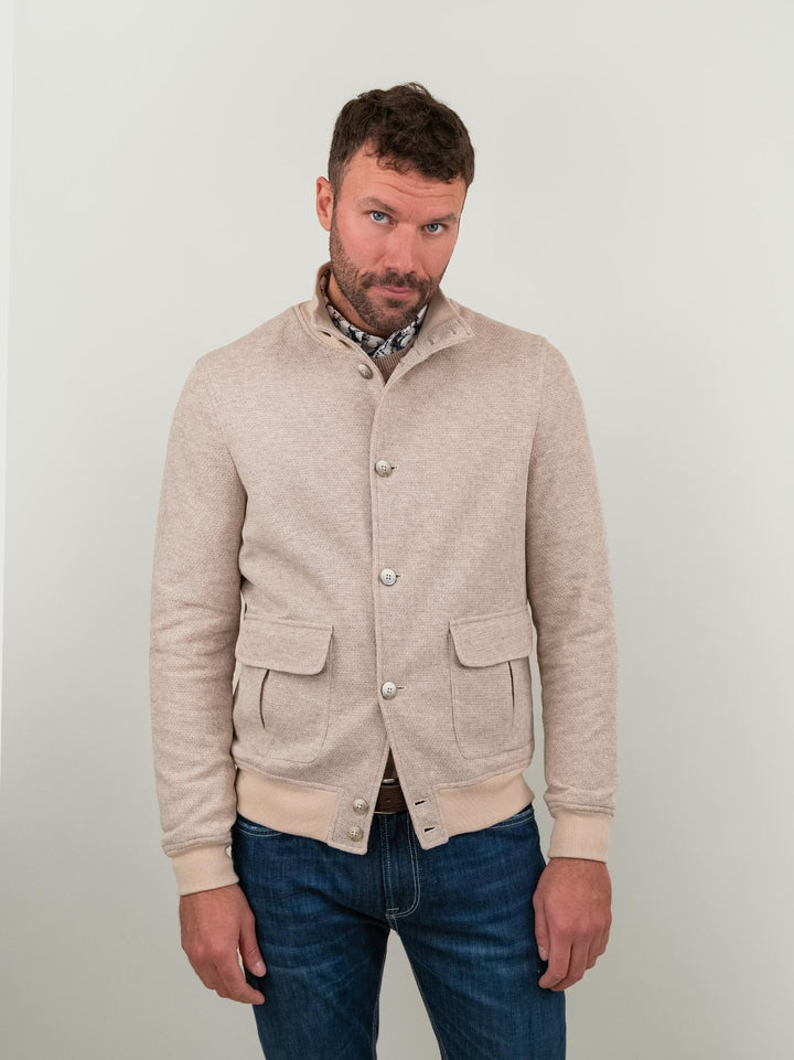 GIUBBOTTO IN MAGLIA BEIGE NESTA BEIGE ANDREA MORANDO 