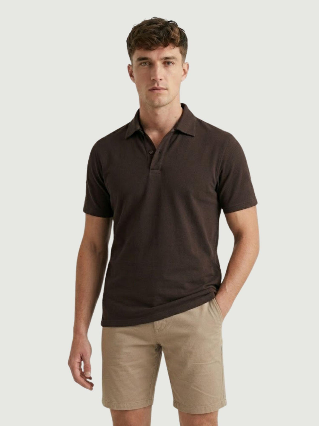 Polo classica in cotone fine moka 5985426 673 ANDREA MORANDO 