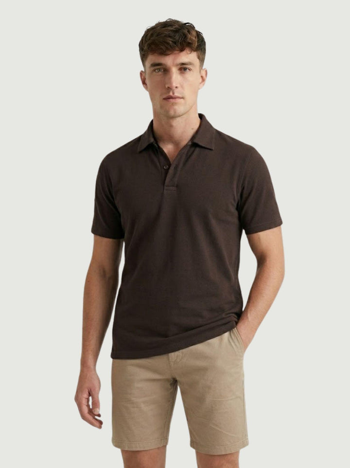 Polo classica in cotone fine moka 5985426 673 ANDREA MORANDO 