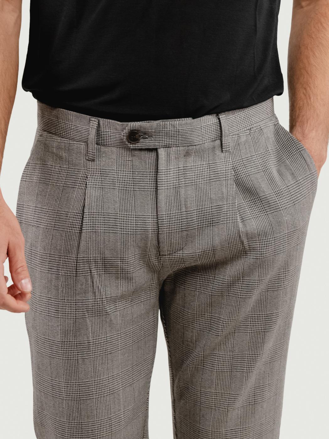 PANTALONE CON PENCES PRINCIPE DI GALLES GRIGIO BU26W10PAPA1544 718 ANDREA MORANDO 