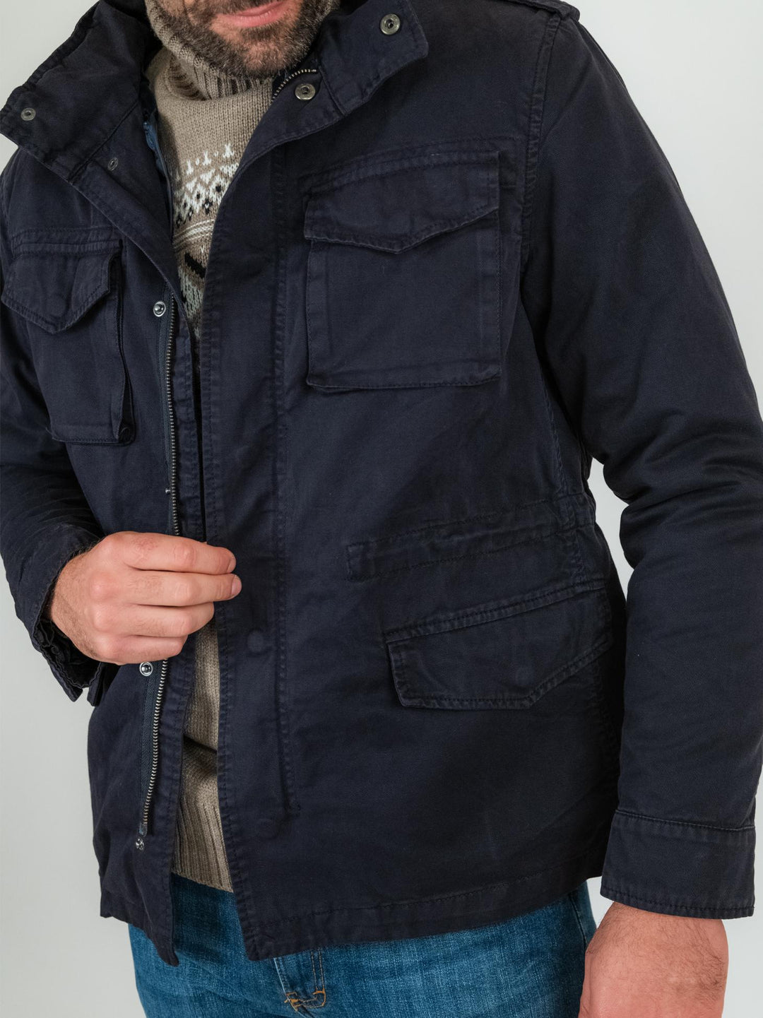 Field jacket in cotone blu con imbottitura separabile BU25W04JKTWILL 200 ANDREA MORANDO 