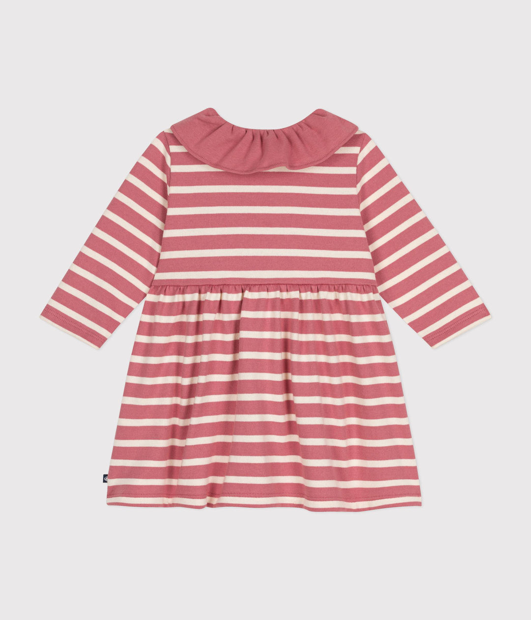 Abito a righe rosa a manica lunga in jersey spesso A0BKO 02 PETIT BATEAU 
