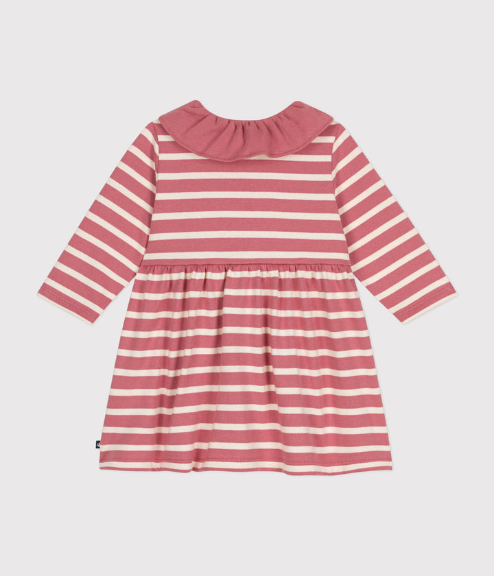 Abito a righe rosa a manica lunga in jersey spesso A0BKO 02 PETIT BATEAU 