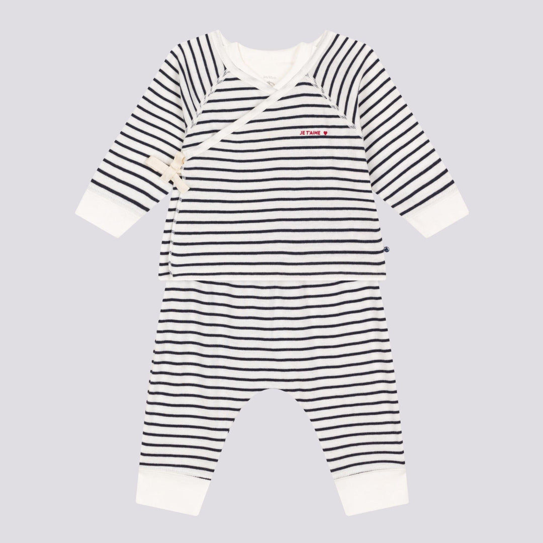 COMPLETO CON 3 PEZZI A RIGHE PER BEBÈ A084V 01 PETIT BATEAU 