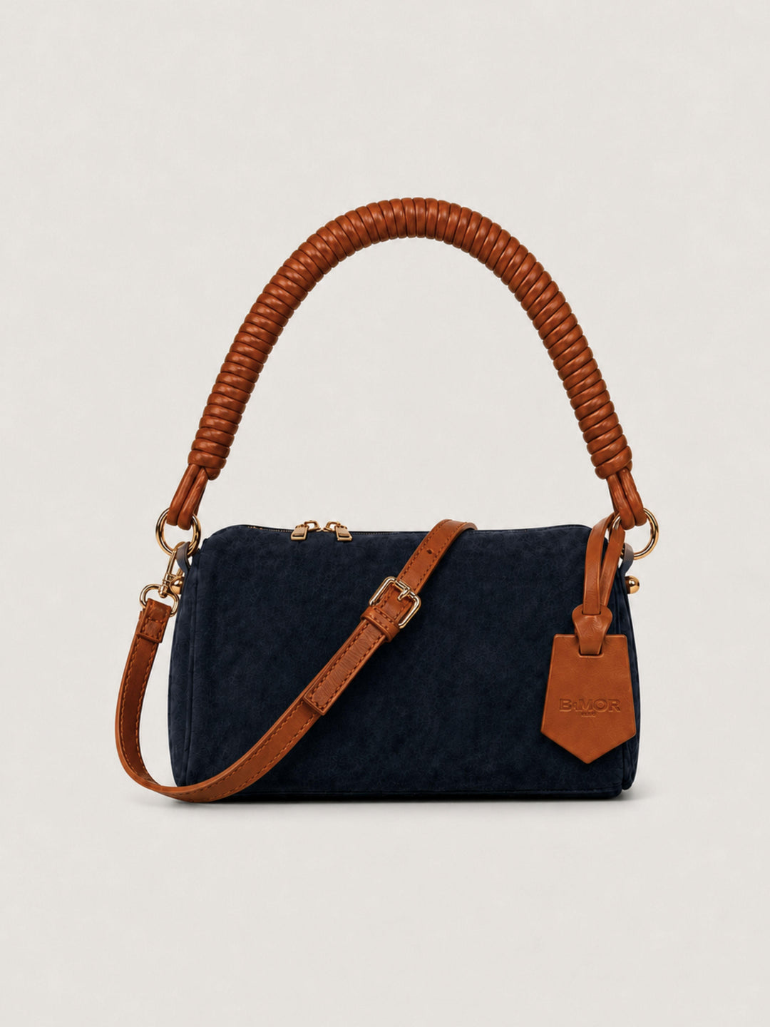 Borsa a spalla Mini Cube in pelle scamosciata blu MINI CUBE BLU BIMOR 