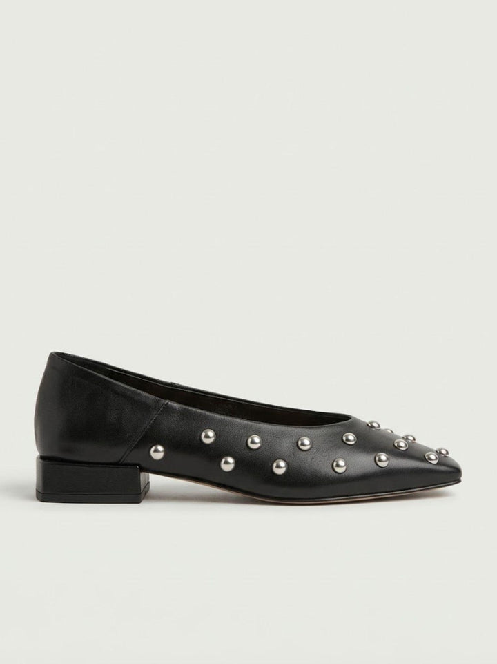 Ballerina borchiata in pelle nappa nera DARIA93G NERO ANDREA MORANDO 