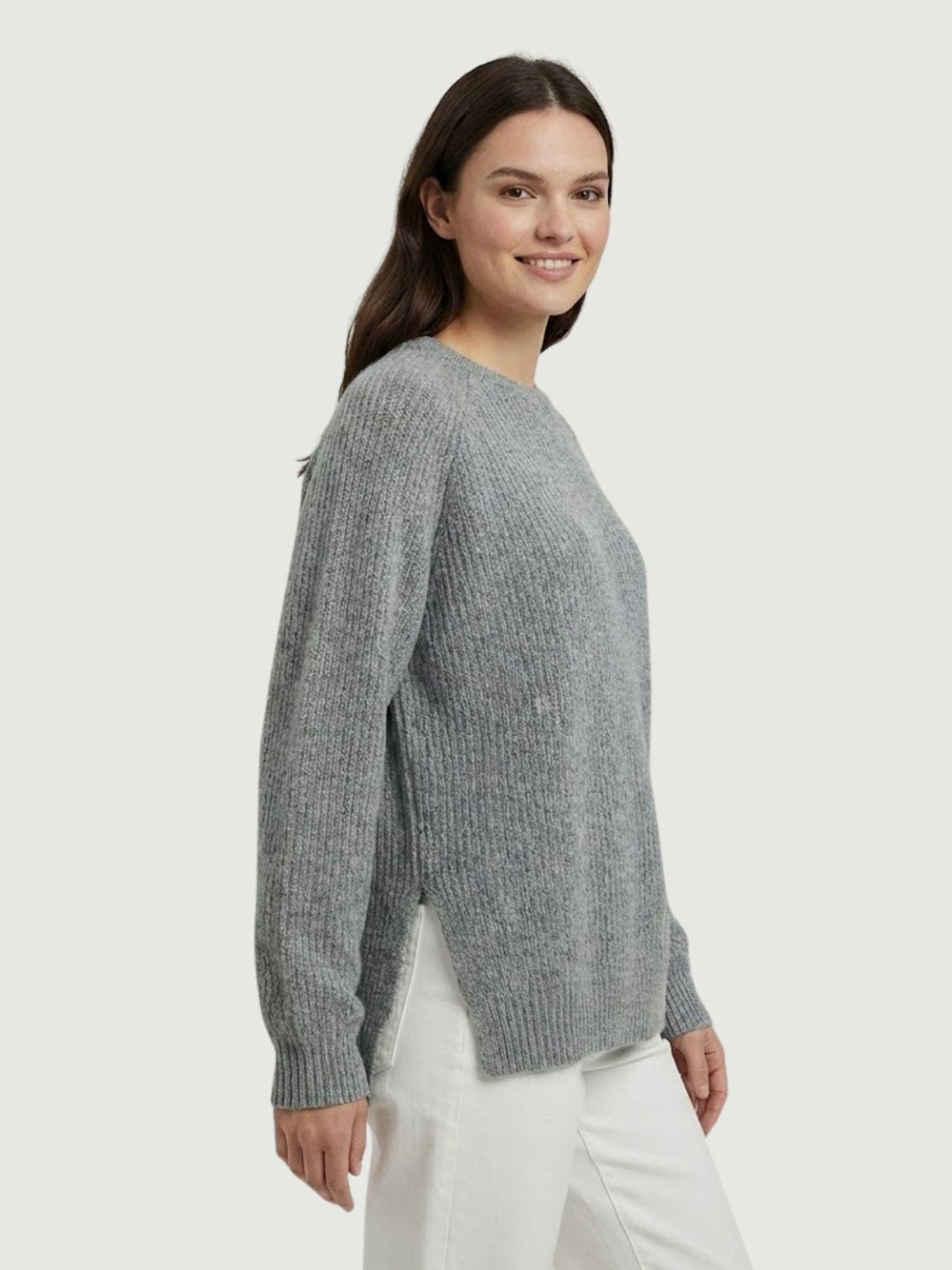 Maglia girocollo in lana e cashmere grigio 14264M ACCIAIO ANDREA MORANDO 