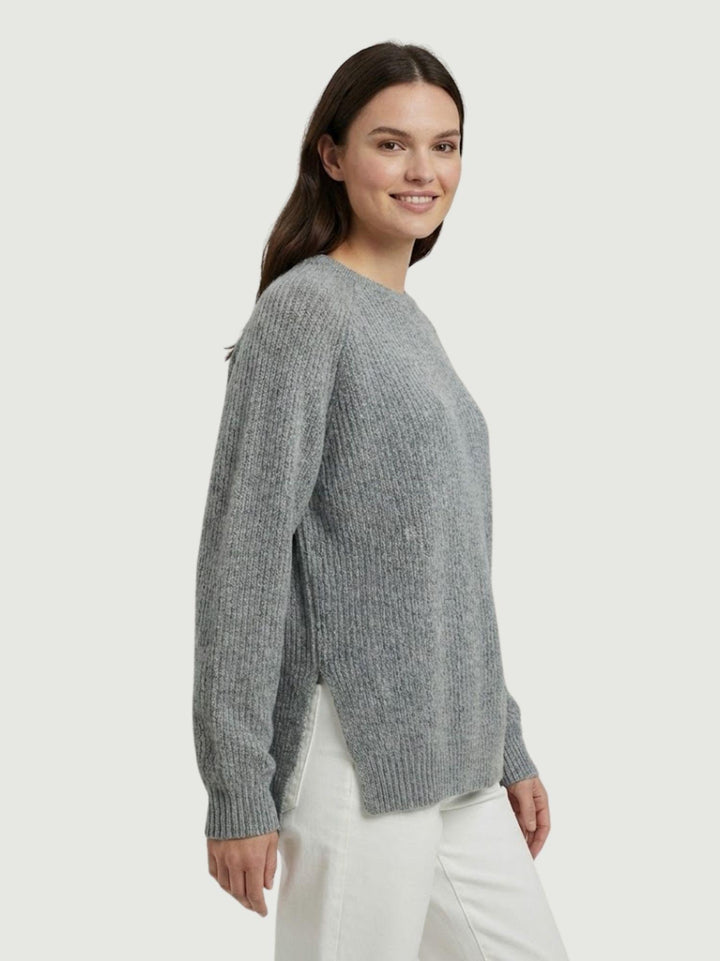 Maglia girocollo in lana e cashmere grigio 14264M ACCIAIO ANDREA MORANDO 