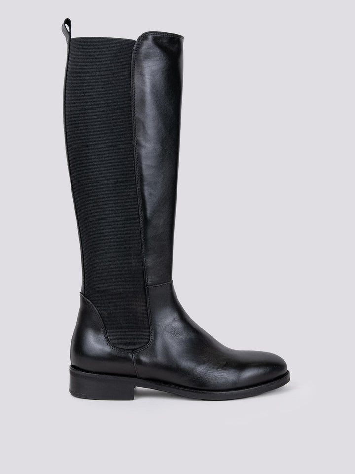 STIVALE ALTO CON MAXI ELASTICI IN PELLE NERO 3043 248 ANDREA MORANDO 