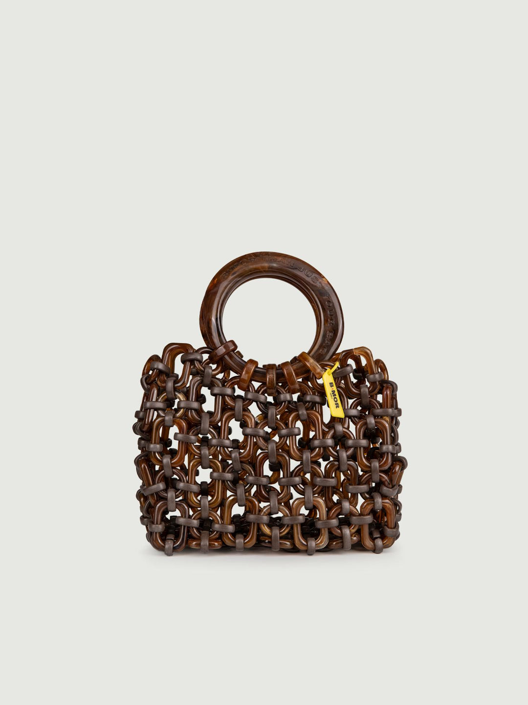 BORSA CON MANICI IN RESINA MARRONE BEIGE "DOLL" DOLL T MORO BIMOR 