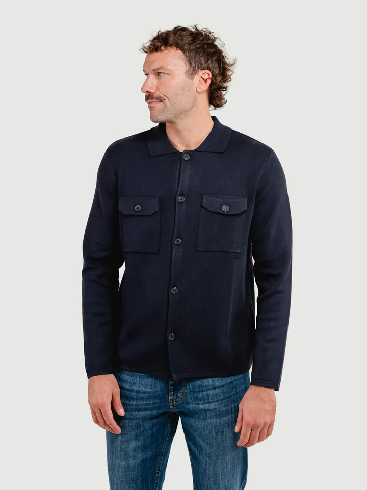 OVERSHIRT IN MISTO LANA BLU NAVY 4060225 205 ANDREA MORANDO 