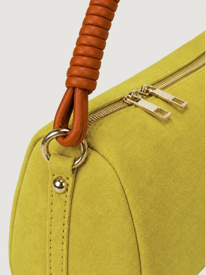 Borsa a spalla Mini Cube in pelle scamosciata lime MINI CUBE LIME BIMOR 