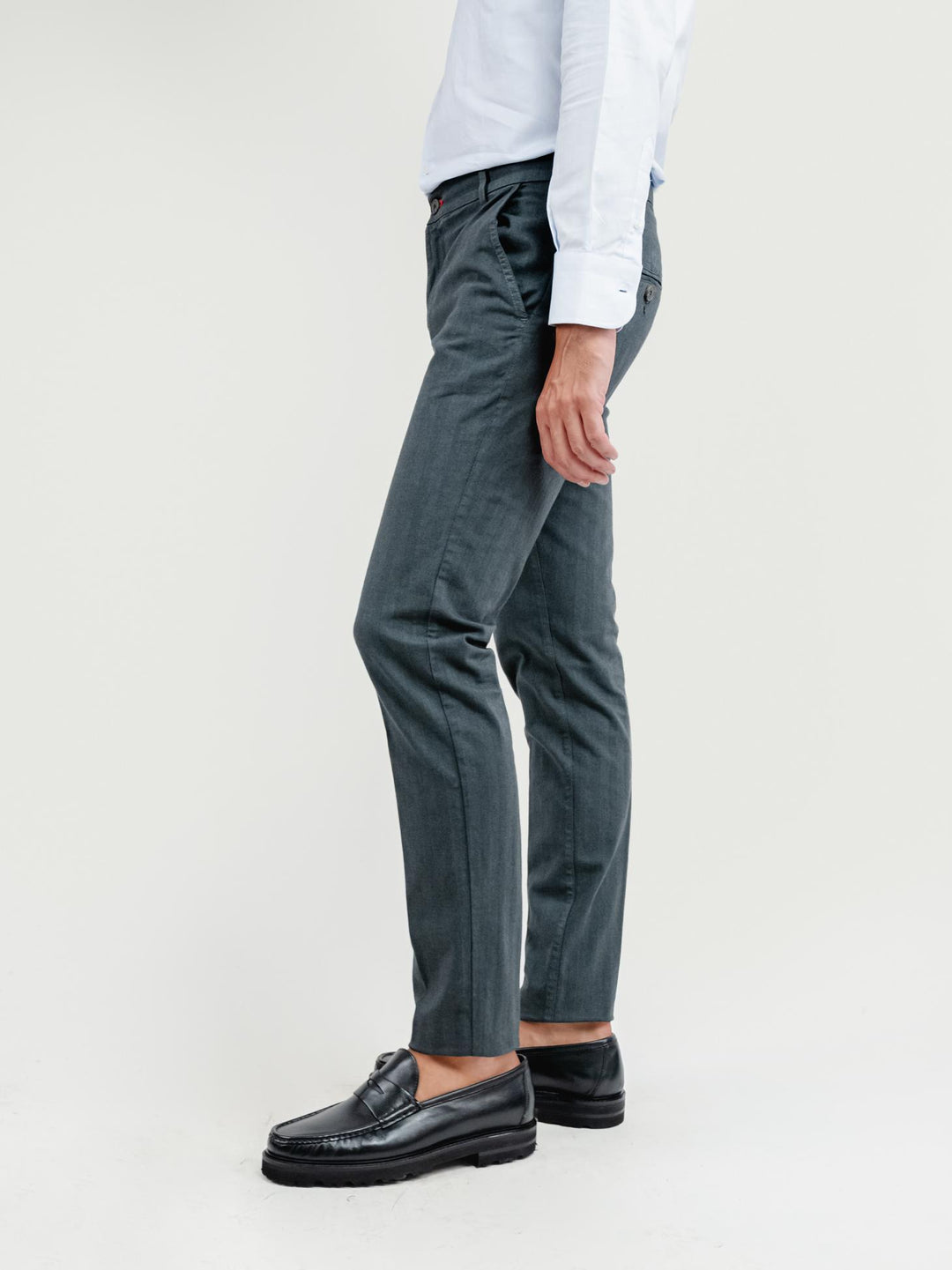 PANTALONE IN COTONE SPIGATO ANTRACITE 7657ALO GRIGIO ANDREA MORANDO 