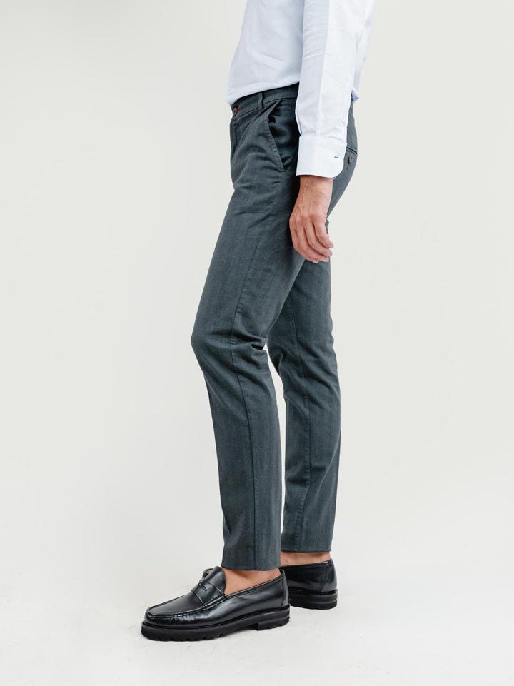 PANTALONE IN COTONE SPIGATO ANTRACITE 7657ALO GRIGIO ANDREA MORANDO 