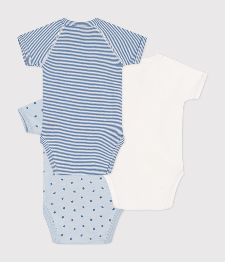 Set di 3 body incrociati a maniche corte righe e stelle A0AUW 00 PETIT BATEAU 