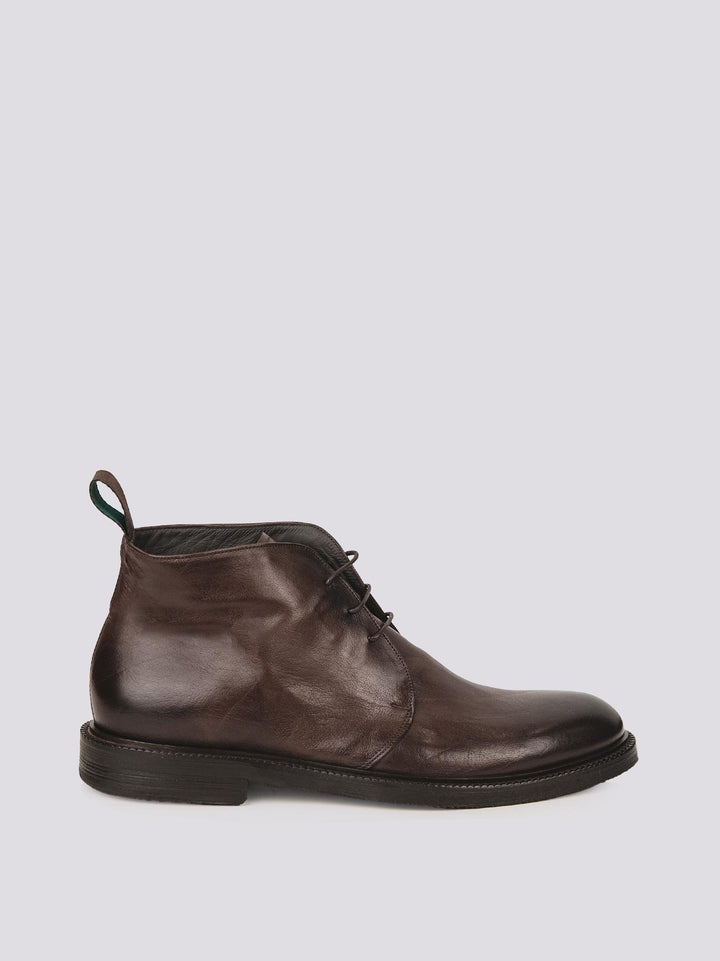 POLACCHINO DERBY IN PELLE SPALMATA MARRONE 845 T.MORO ANDREA MORANDO 