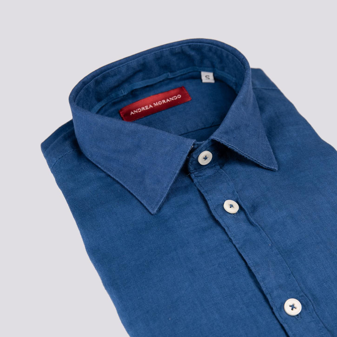 Camicia in fresco lino bluette BU25S18CALINENPD 202 ANDREA MORANDO 