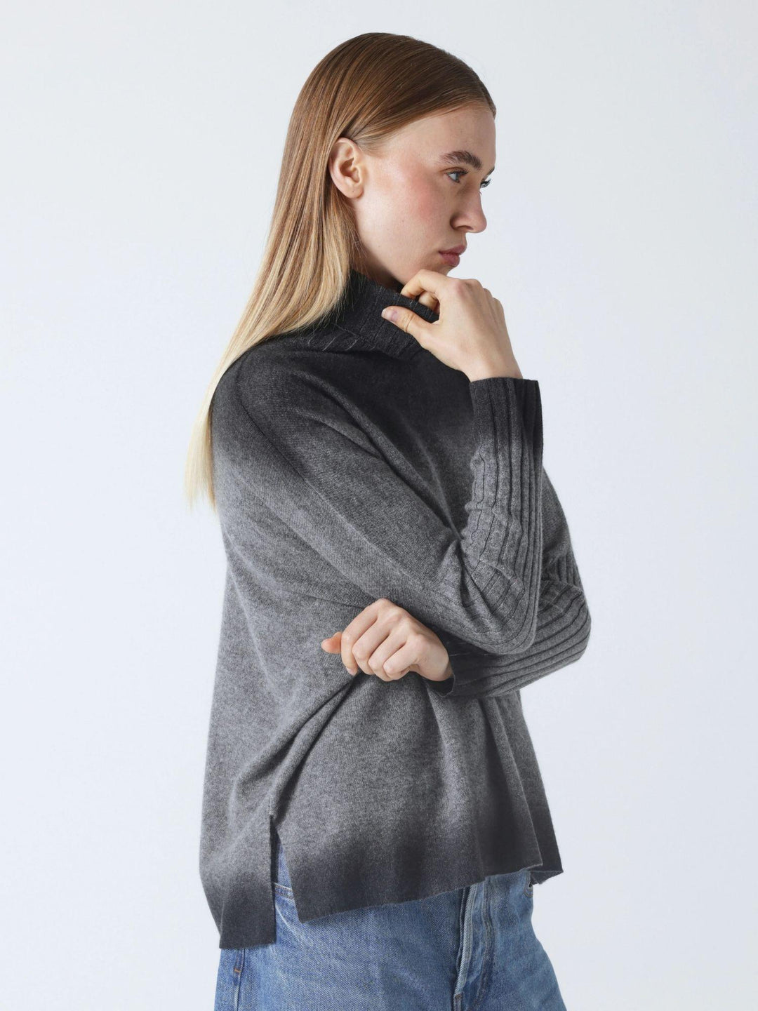 MAGLIA PONCHO CLARISSA GRIGIO SFUMATO CLARISSA DK HTR GREY ABSOLUT CASHMERE 