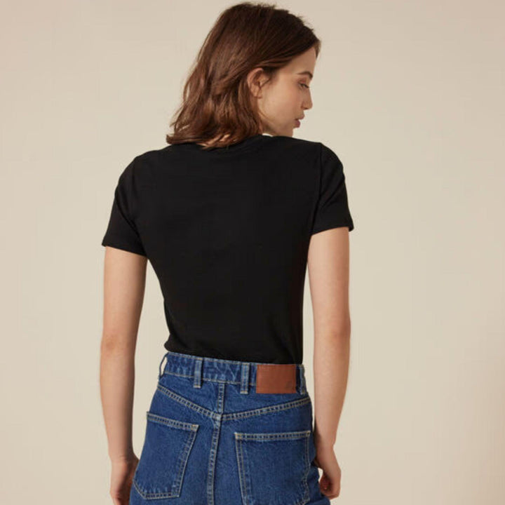 T-SHIRT ICONICA A MANICHE CORTE A COSTE TINTA UNITA DONNA A0AKE 01 PETIT BATEAU 